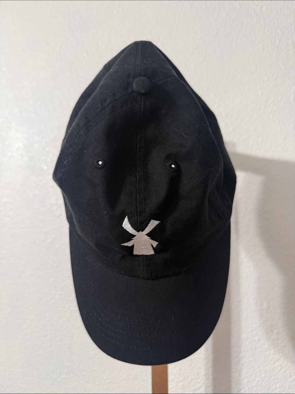 DUTCH BROS- Black Baseball Cap with White Windmill Logo- adjustable